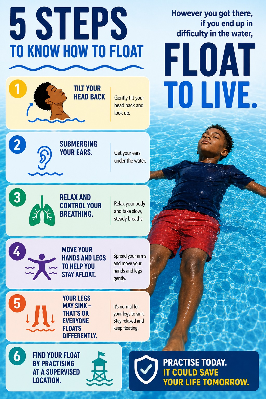 Five steps to know how to float — Float to Live water safety guide